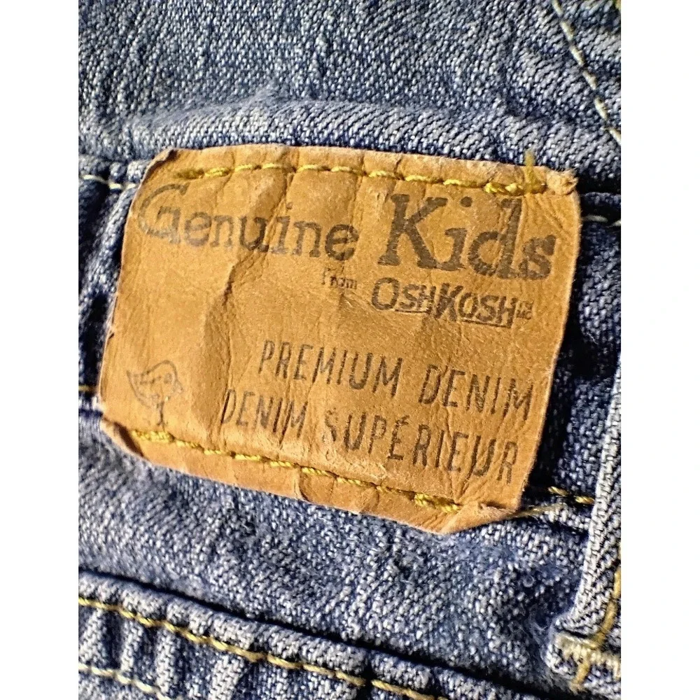 Vintage Y2K OshKosh B'Gosh Overalls Girls 5T Denim Floral Embroidered Bib Jumper